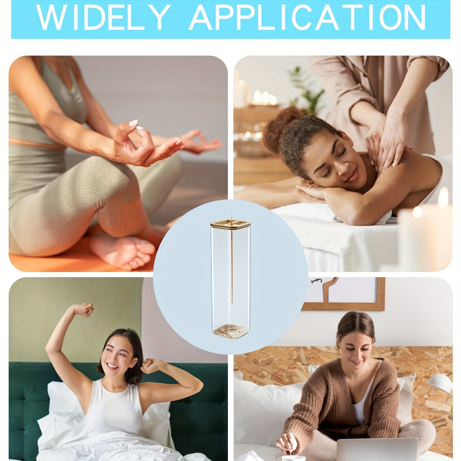 0.39-0.118 Inch Glass Incense Holder with Metal Base for Meditation, Yoga, Spa Rooms, and Home Decor