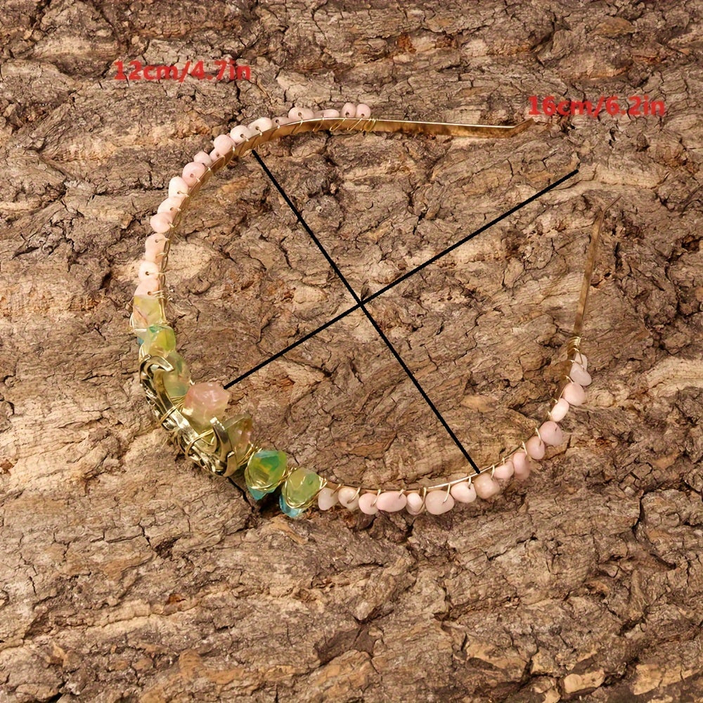 1pc Elegant Natural Crystal Headband - Moon Shaped Hollow Tiara - Chic Hair Jewelry for Special Occasions and Everyday Glamour