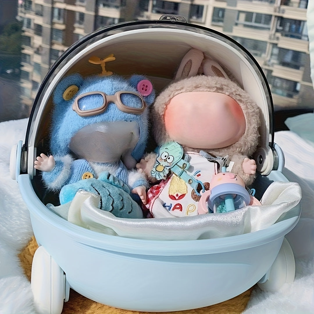 Labubu-Compatible Portable Circular Carry Cradle | Breathable Mesh Sleep Pod with High Quality Design & Shoulder Strap | Compact Cradle for Collectible Dolls, Action Figures, Travel, Home Storage