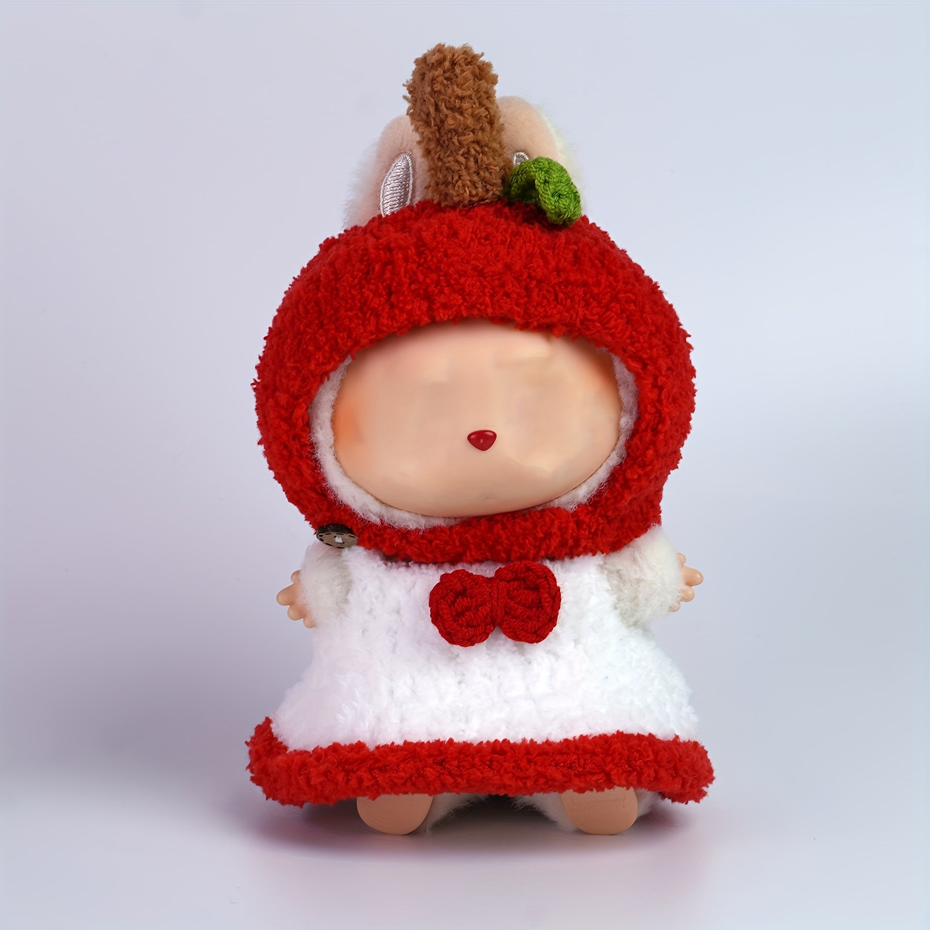 Suitable for 6.69-inch/17cm/15cm LABUBU Doll, handmade clothing set (excluding doll), hand-knitted apple outfit, compatible with "Macaron" doll set and "Have a Seat" doll dress, made of soft and comfortable materials, perfect birthday gift or holiday pres