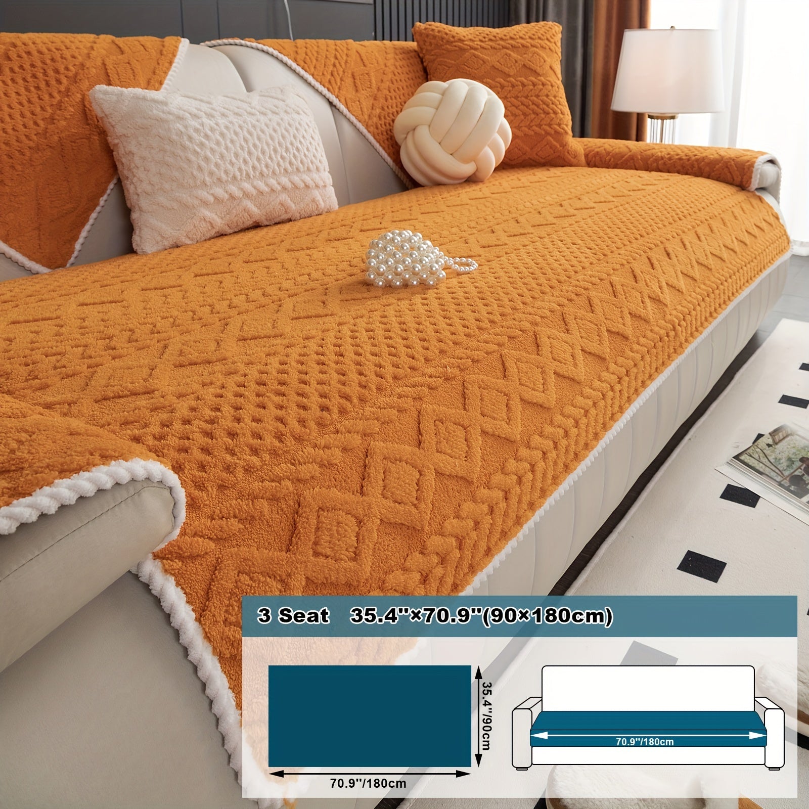 Classic Jacquard Shu Velveteen Sofa Cover - Pet-Friendly, Non-Slip, Machine Washable, Breathable 100% Polyester, 1pc