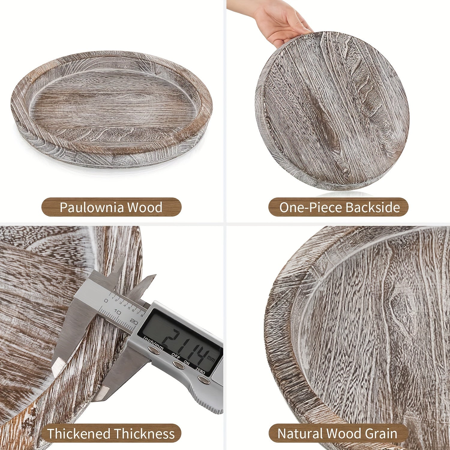 1pc Vintage Japanese-Style Round Dry Fruit Plate - White, Artificial Wood, 28.5cm, Perfect for Holidays like Christmas, Halloween, Easter, Thanksgiving, and Hanukkah, Festive Table Accessory | Vintage Design | Durable Tableware