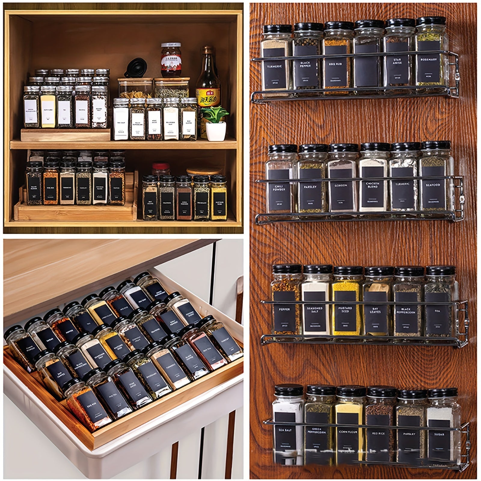 24pcs 4oz Glass Spice Jars With Metal Lids, Labels, Adjustable Measuring Spoon, Cleaning Brush & Collapsible Silicone Funnel, For Kitchen And Seasoning