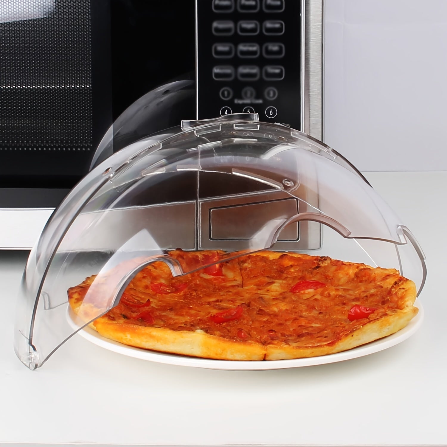Flippable Microwave Cover, Higher Microwave Plate Cover with Stay-Inside Splatter Guard, Innovative Lid for Food, Dish, Heating, PC (Polycarbonate) Material