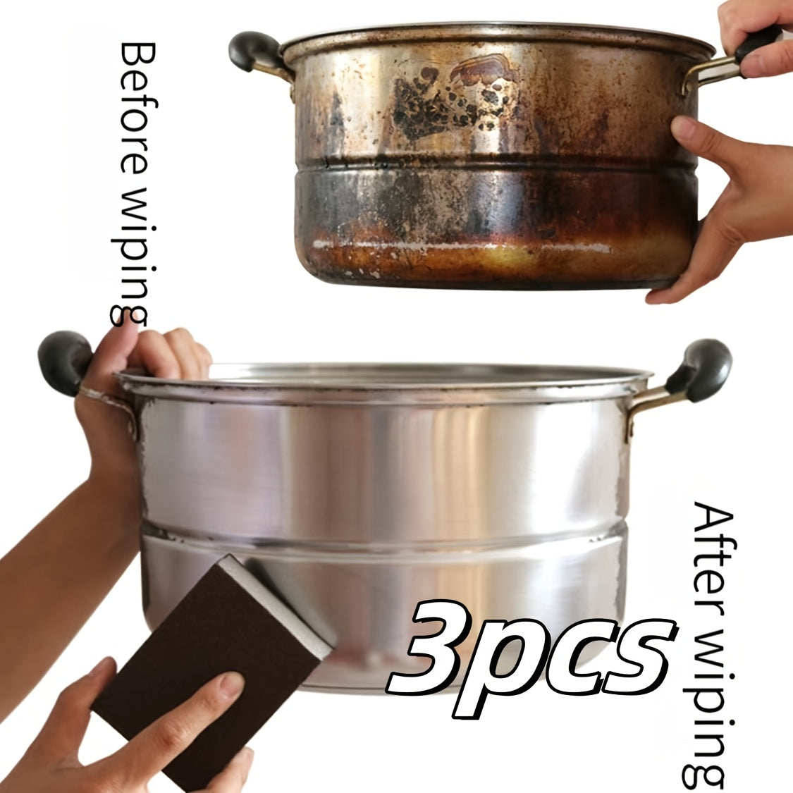 1/3/6/9pcs, Emery Magic Wipe, Pot Bottom Cleaning Descaling Sponge, Pot Sponge Brush, Iron Rust Removal Sponge, Dishwashing Sponge Block, Scouring Pads, Power Decontamination, Cleaning Supplies, Cleaning Tool, Back To School Supplies