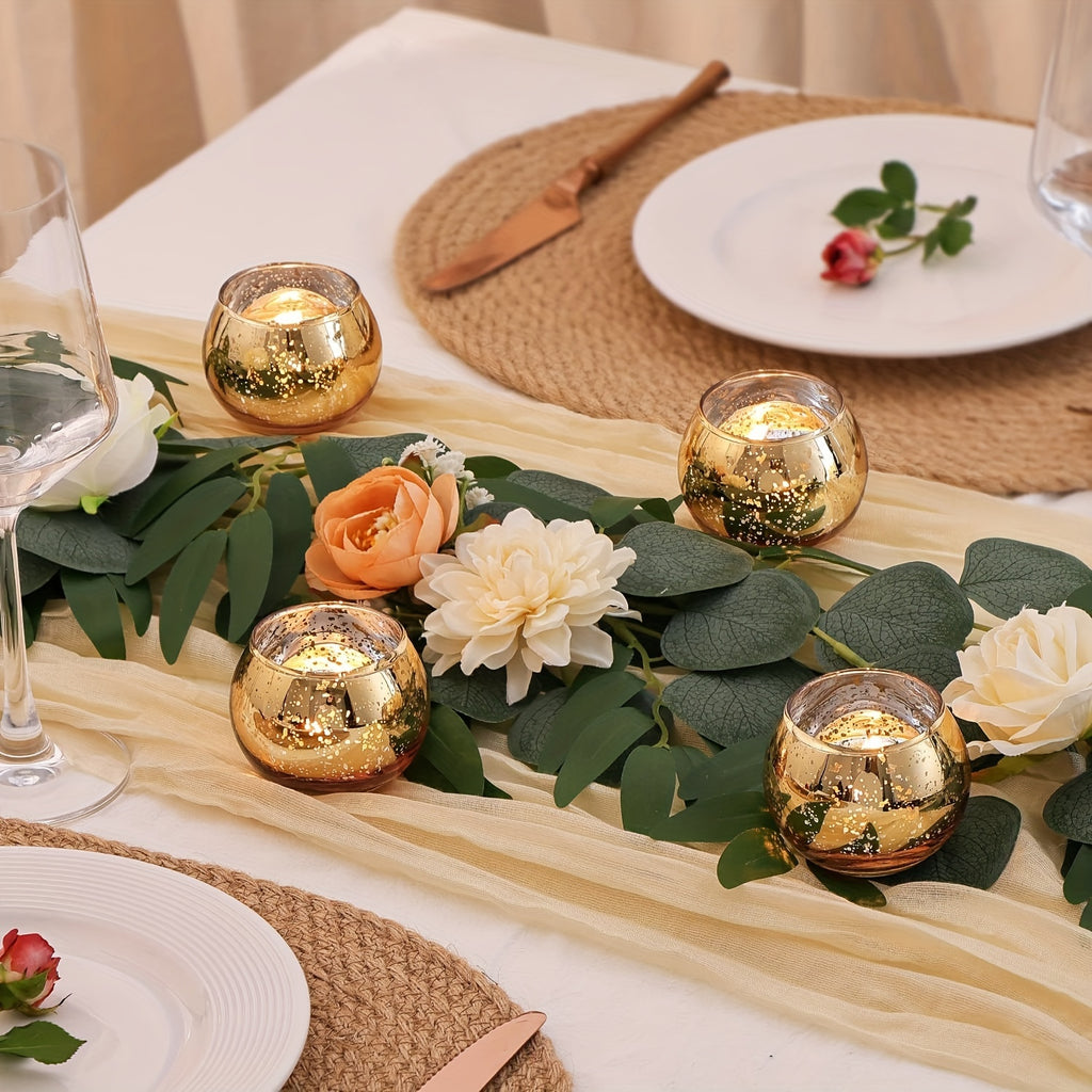 A Set Of 6 Or 12 Transparent Wish Candle Holders For Table Centerpieces, Round Glass Tea Light Holders For Wedding Decorations And Home Decor.