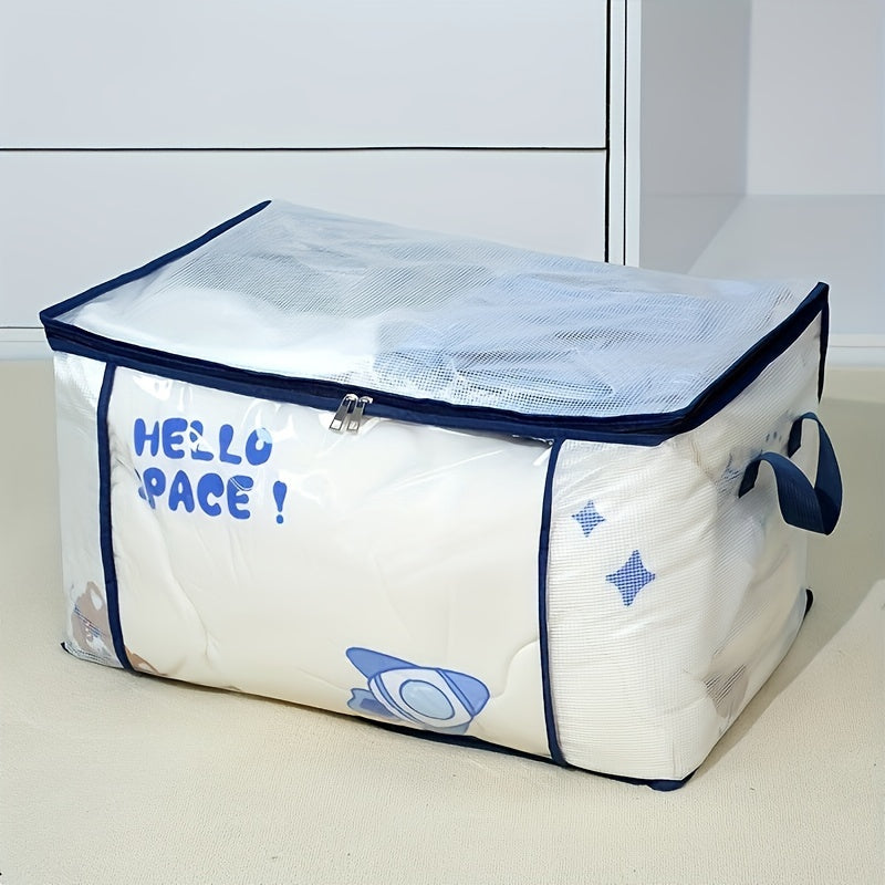 1pc Large Capacity Storage Bag with Zipper – Lightweight, Dustproof Organizer for Clothes & Bedding, Transparent Design with Handles, 2 Styles Available, Clothing Organizer | Zipper Closure | Durable Handles, Clothes Organizer Storage