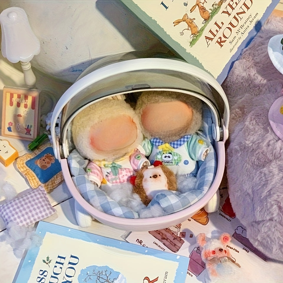 Labubu-Compatible Portable Circular Carry Cradle | Breathable Mesh Sleep Pod with High Quality Design & Shoulder Strap | Compact Cradle for Collectible Dolls, Action Figures, Travel, Home Storage
