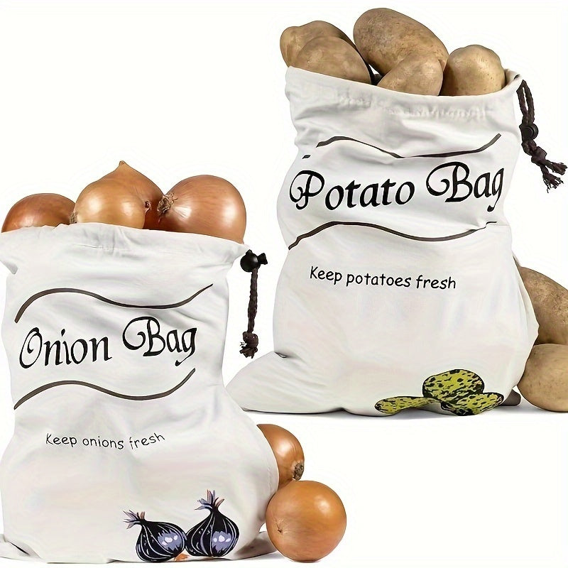 1pc Reusable Canvas Vegetable Storage Bag - Durable Square Fresh-Keeping Bags, Suitable for Potatoes and Onions, Anti-Sprouting Kitchen Organizer