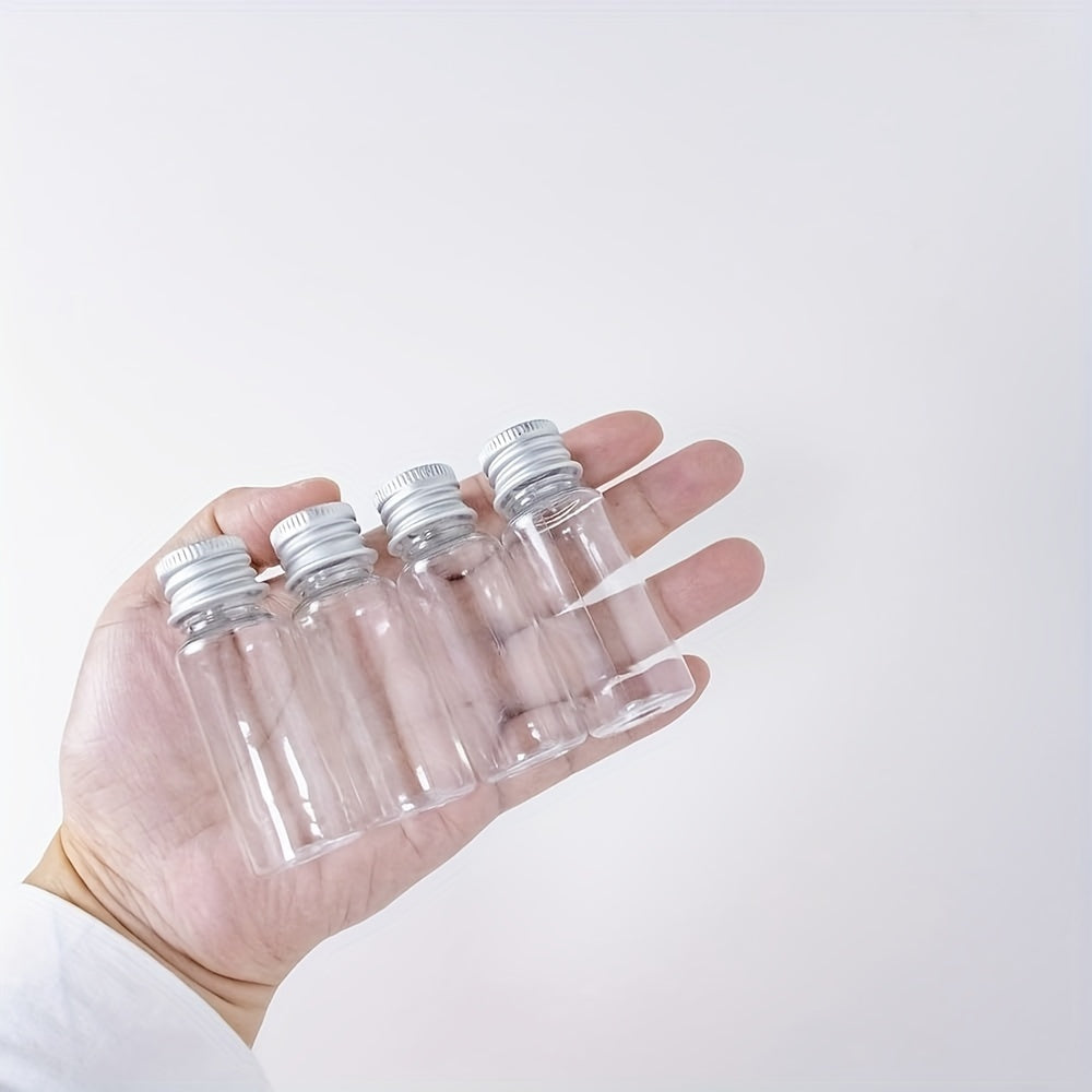 20pcs Mini Plastic Bottles with Aluminum Screw Caps - Shatterproof & Airtight, 5/10/20ml Sizes - Perfect for Beads, Decorations, DIY, Sample Jars, Compact Storage & Travel - Durable & Versatile