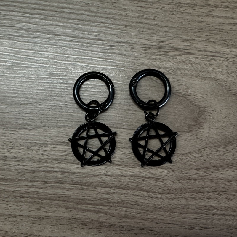 2pcs Gothic Witchcraft Pentagram Charms Set - Copper Alloy Shoe Decorations for Party Accessories