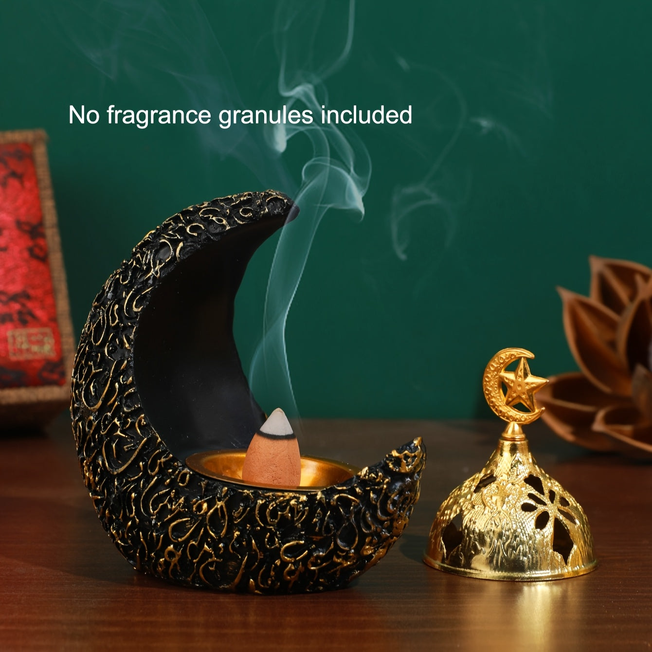 [1pc Handcrafted Moon Backflow Holder] 1pc Handcrafted Resin Moon Backflow Incense Holder, Waterfall Aromatherapy Burner with Cones for Yoga & Home Decor, Ideal for Halloween, Christmas, Easter, Hanukkah, Thanksgiving