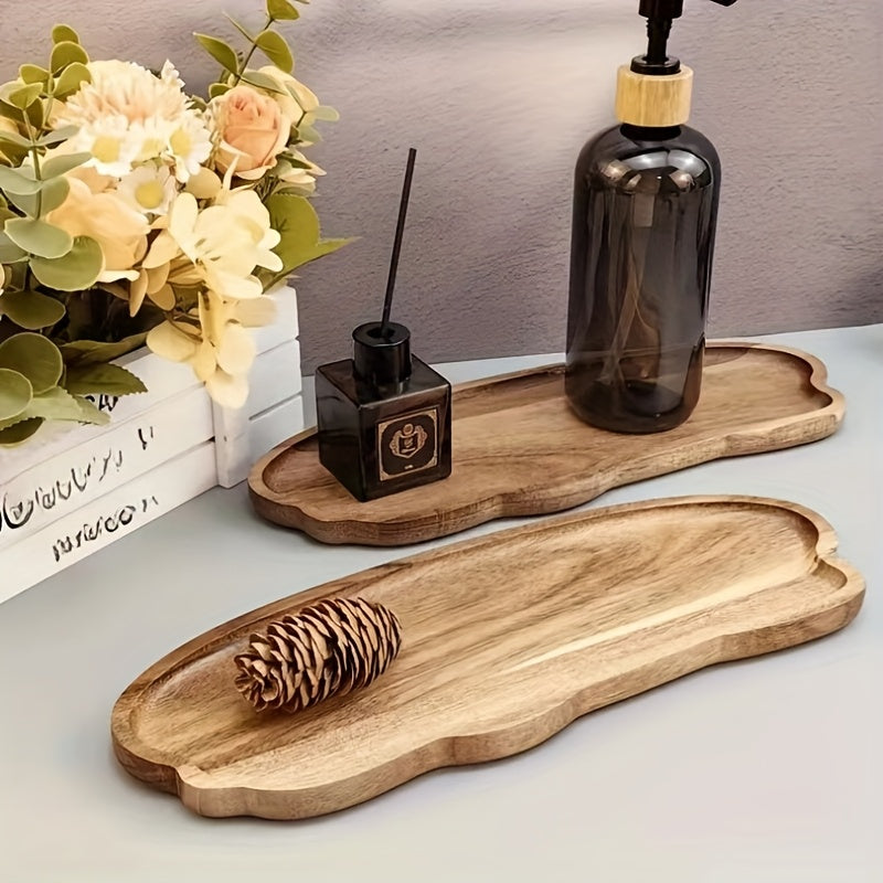 Lightweight Solid Wood Handcrafted Wooden Dessert Plate Set - Oval Serving Tray, Multi-Use Platter, Ideal for Breakfast, Coffee, Tea, Snacks, Plants, Room Decor - with Cheese Board & Serving Dish for Holiday Gift, All-Season Kitchen Accessory