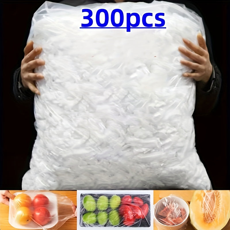 300pcs of High-Quality Disposable Food Wrap - Extremely Stretchable, Transparent, And Free from BPA, Suitable for Kitchen And Restaurant Applications - Accommodates All Plate Sizes And Helps Prevent Spoilage.
