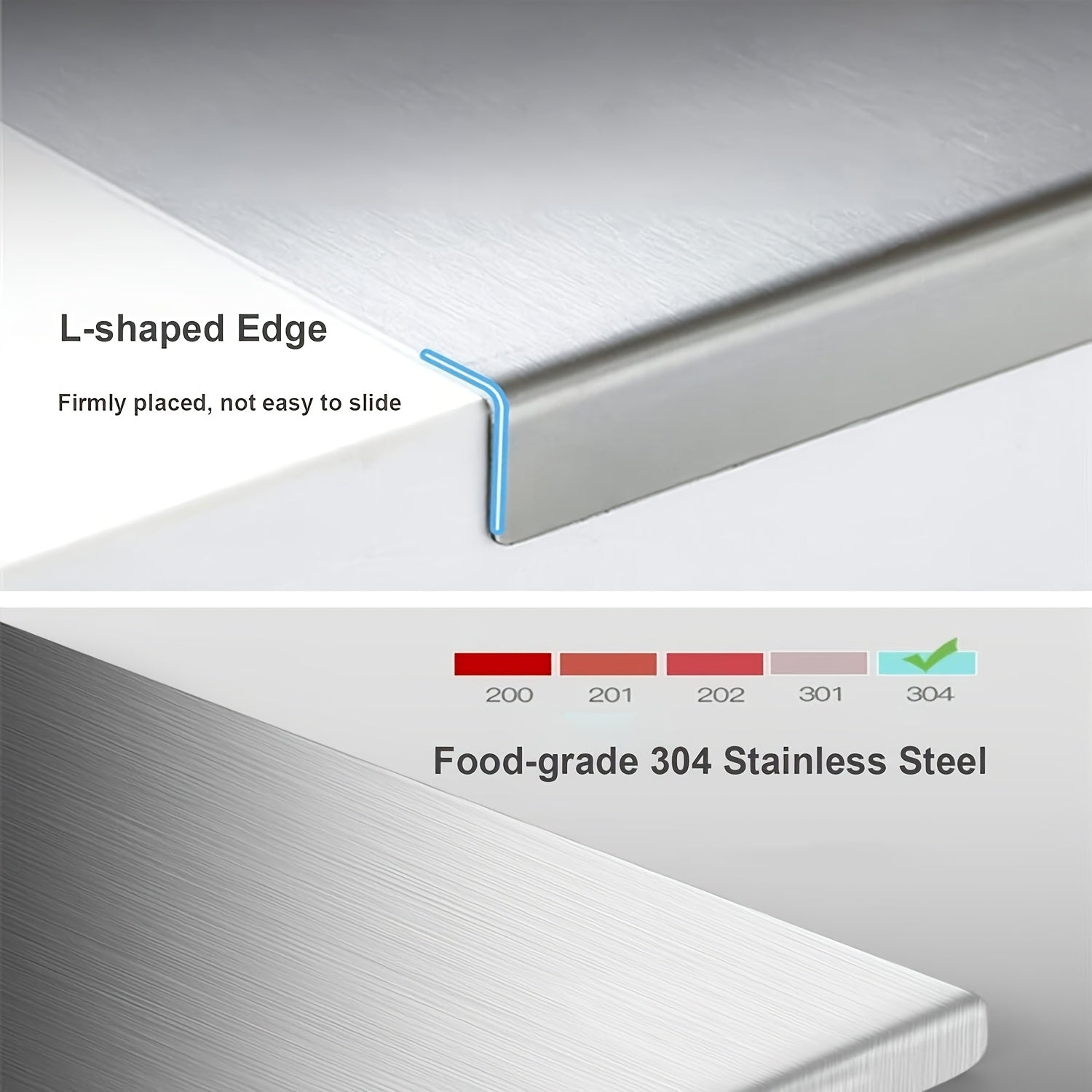 1pc Premium Stainless Steel Cutting Board - Heavy-Duty, Non-Slip, Easy-to-Clean Chopping Block for Meat, Fruits, Vegetables, Bread, and Baking - Ideal Kitchen Essential with Lip for Food Safety - Suitable for Christmas, Halloween, Easter, Hanukkah, Thanks