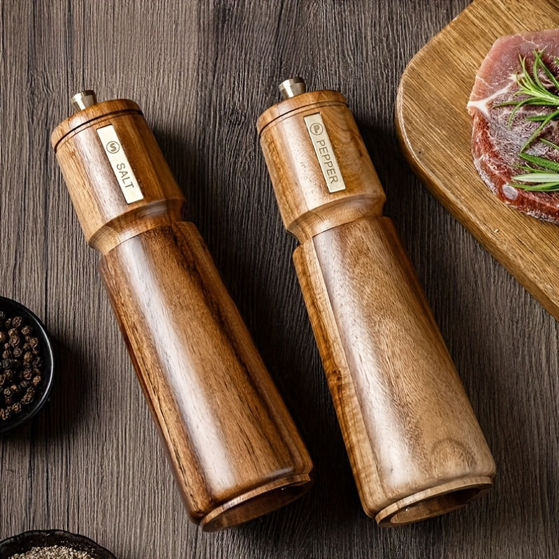 2pcs, Acacia Pepper Grinder Set