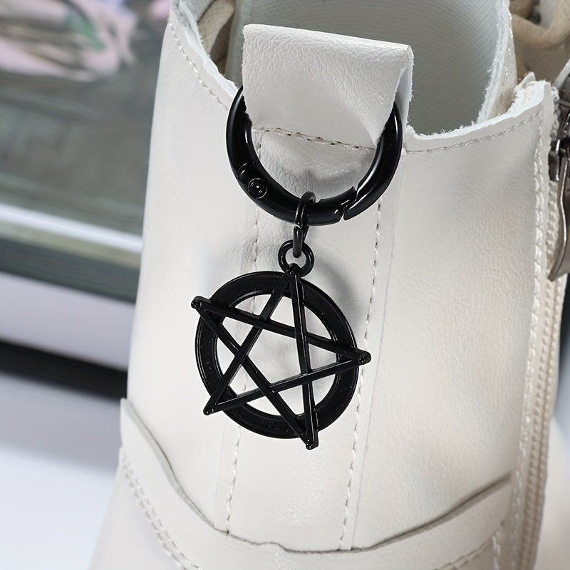 2pcs Gothic Witchcraft Pentagram Charms Set - Copper Alloy Shoe Decorations for Party Accessories