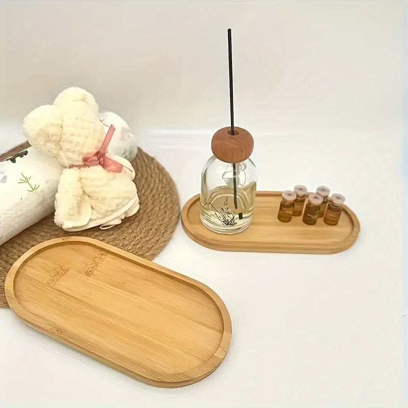 [Versatile Wooden Serving Platter Dining] Versatile Bamboo Vanity Tray - Perfect for Jewelry, Bathroom Organization & Home Decor | Minimalist Wooden Serving Platter for Dining & Countertops
