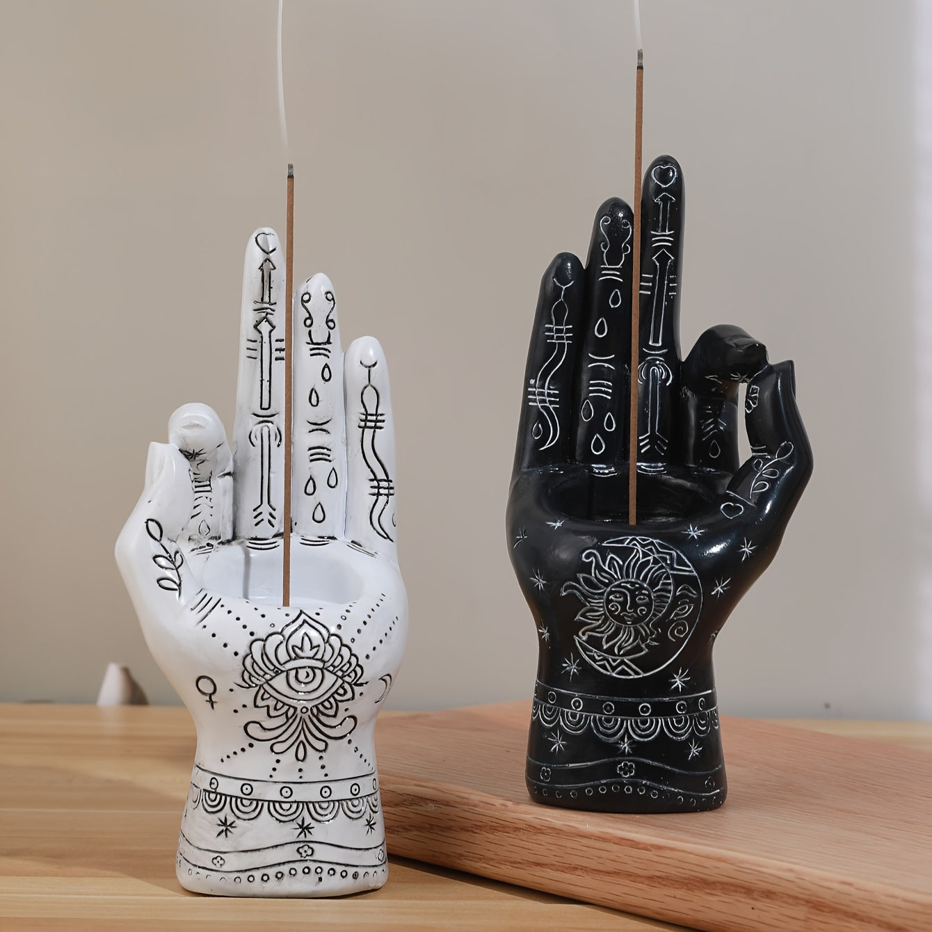 Pair of Handcrafted Resin Incense Holders