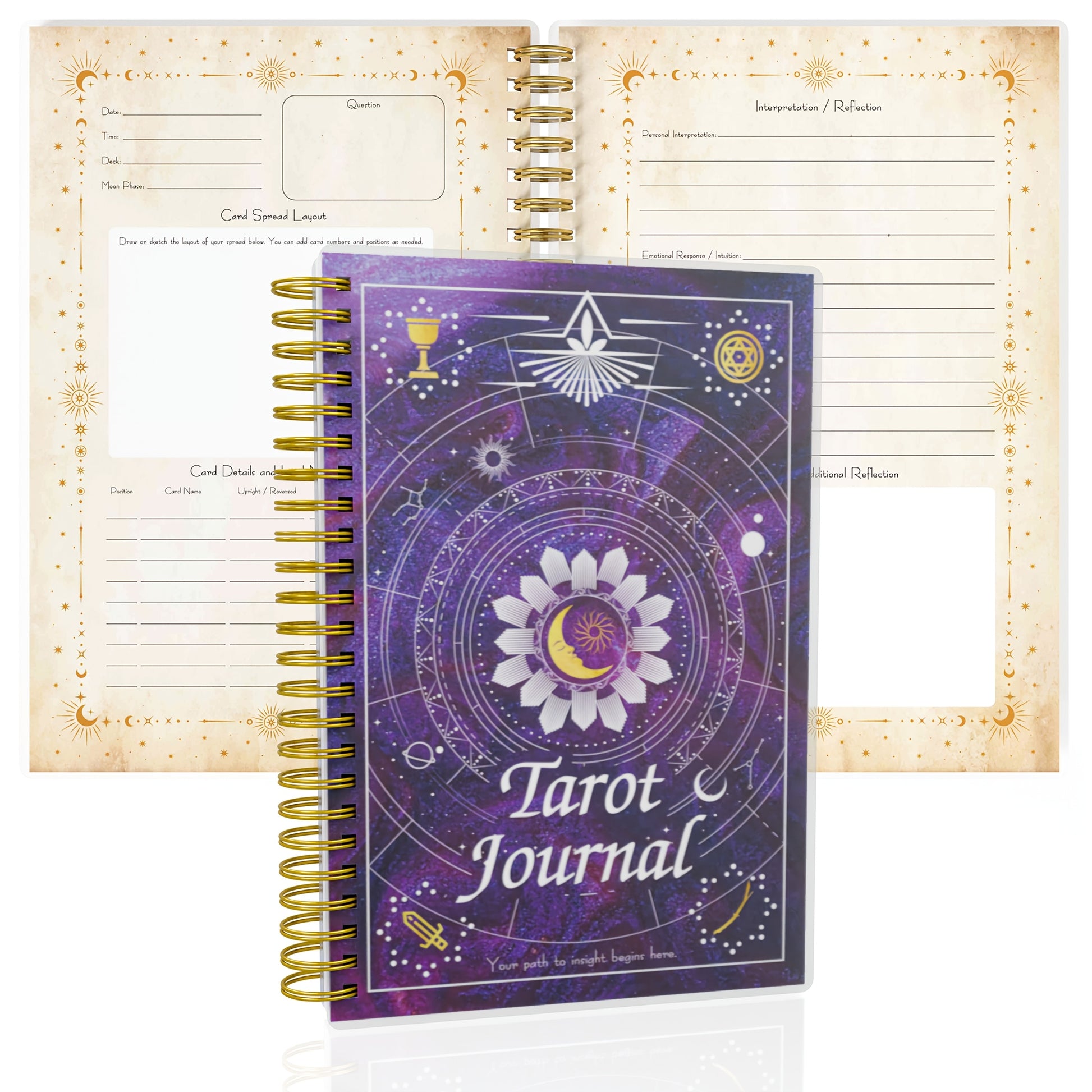 Tarot Journal for Card Reading, Daily Tracker and Reflection Planner, Mystic Notebook for Beginners and Experts, Divination and Manifestation Journal, A5 Planner for Tarot Spreads and Interpretations