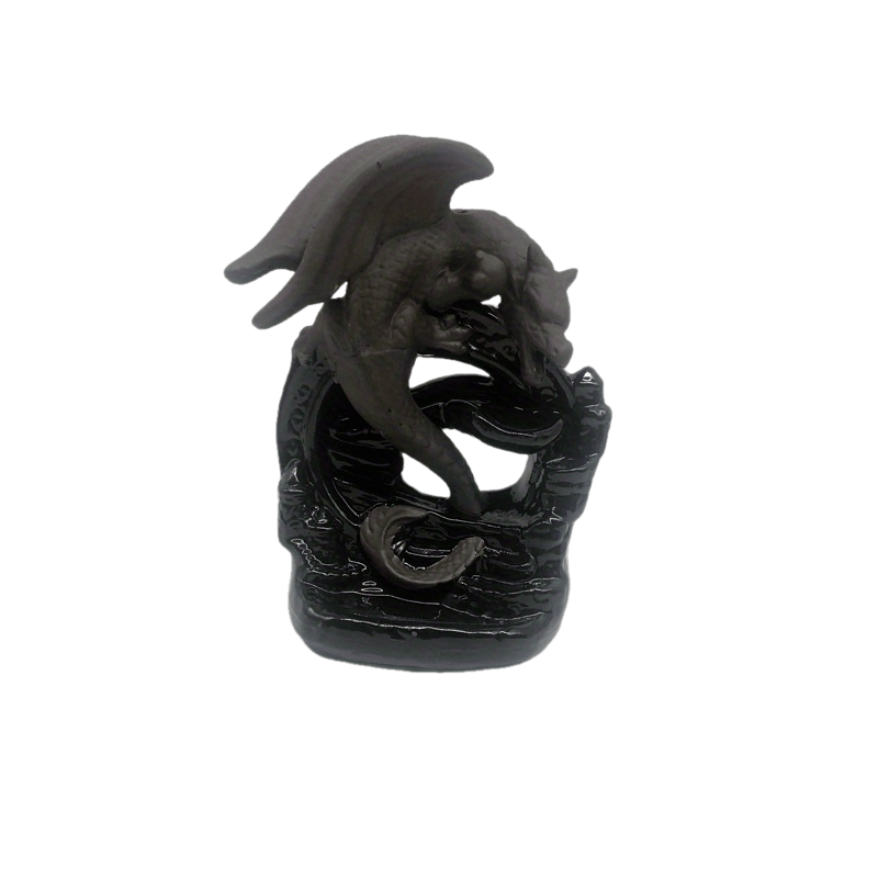 Elegant Black Winged Dragon Backflow Incense Burner - Ceramic Waterfall Smoke Holder for Home Decor, and Air Purification - Perfect for Yoga, Christmas, Halloween, Easter, Thanksgivin