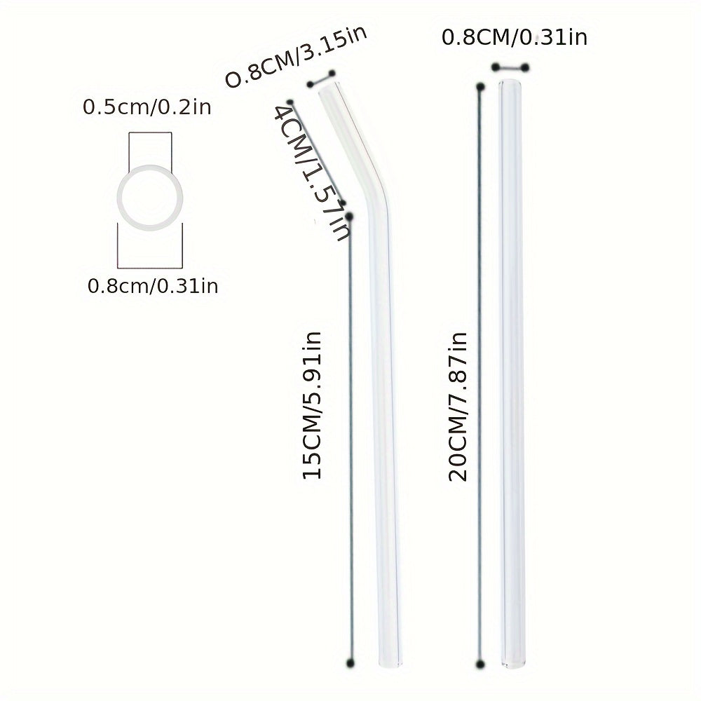[Glass Straws | Reusable] 12pcs Reusable Glass Straws | 200*8 Glass Straws with 2 Cleaning Brushes | for Drinks Milk Tea Suitable for Home Parties and Outings