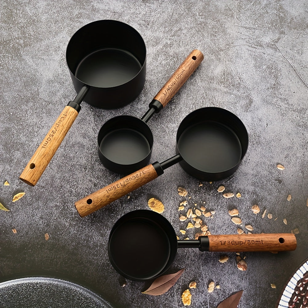 4/8pcs Acacia Wood Handle Measuring Cup and Spoon Set