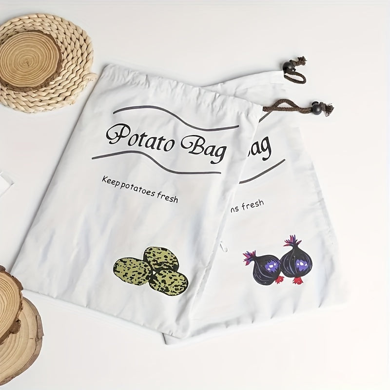 1pc Reusable Canvas Vegetable Storage Bag - Durable Square Fresh-Keeping Bags, Suitable for Potatoes and Onions, Anti-Sprouting Kitchen Organizer