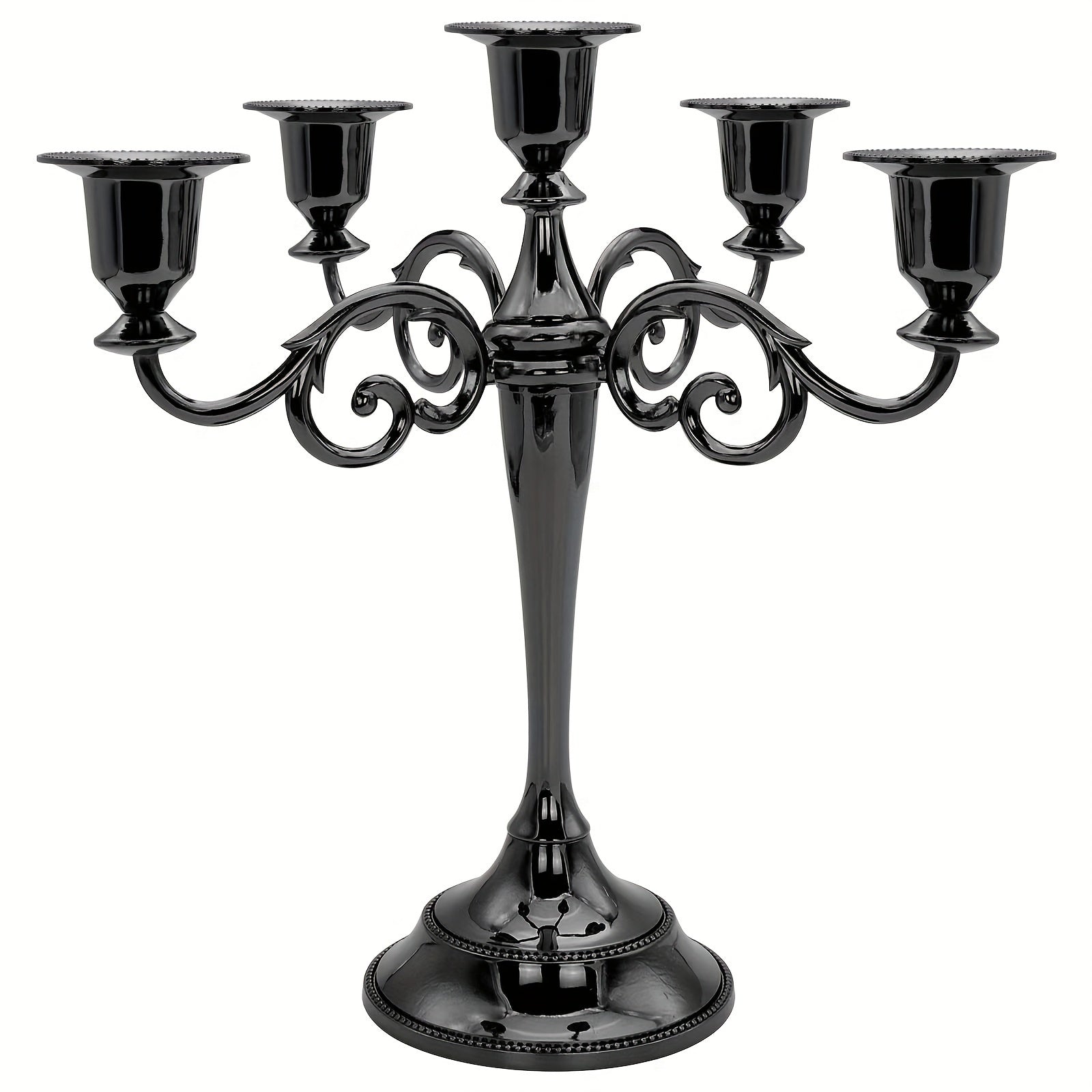 1pc Exquisite Vintage Five-Headed Black Candlestick - Elevate Ambiance with Unique Centerpiece for Weddings, Church, Halloween, Christmas, Formal Events, Home Decor, and Restaurant Dining Table Decoration, Adds Sophistication and Elegance to Any Setting