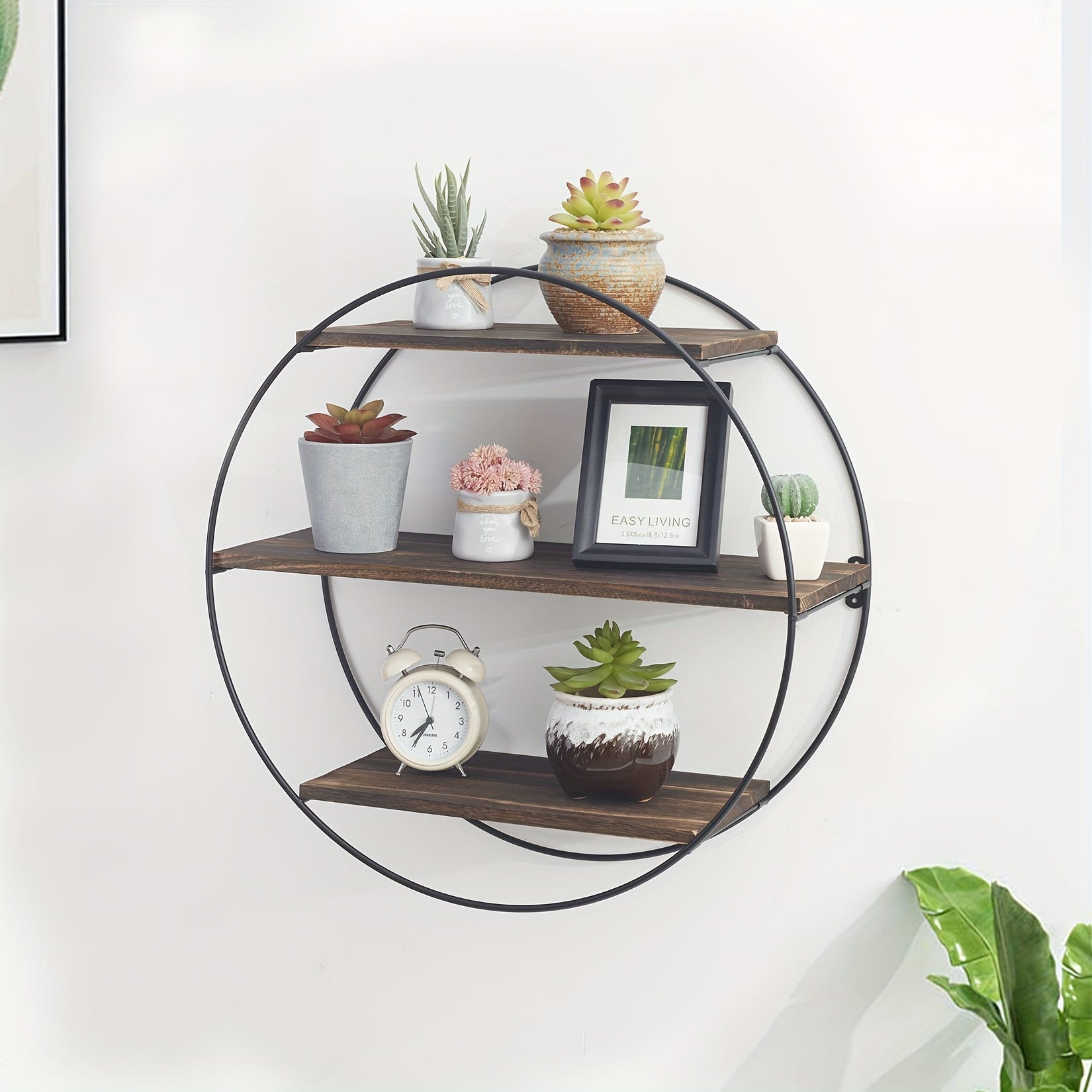 Classic Wooden 3-Tier Round Floating Shelves