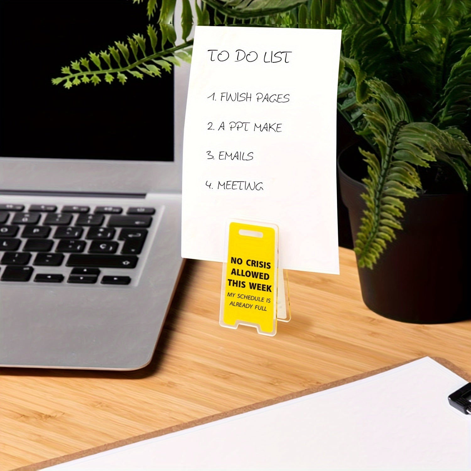 Funny 'No Crisis Allowed This Week' Acrylic Desk Sign - Perfect Gift for Men, Women, and Colleagues - Humorous Office Decor Accessory