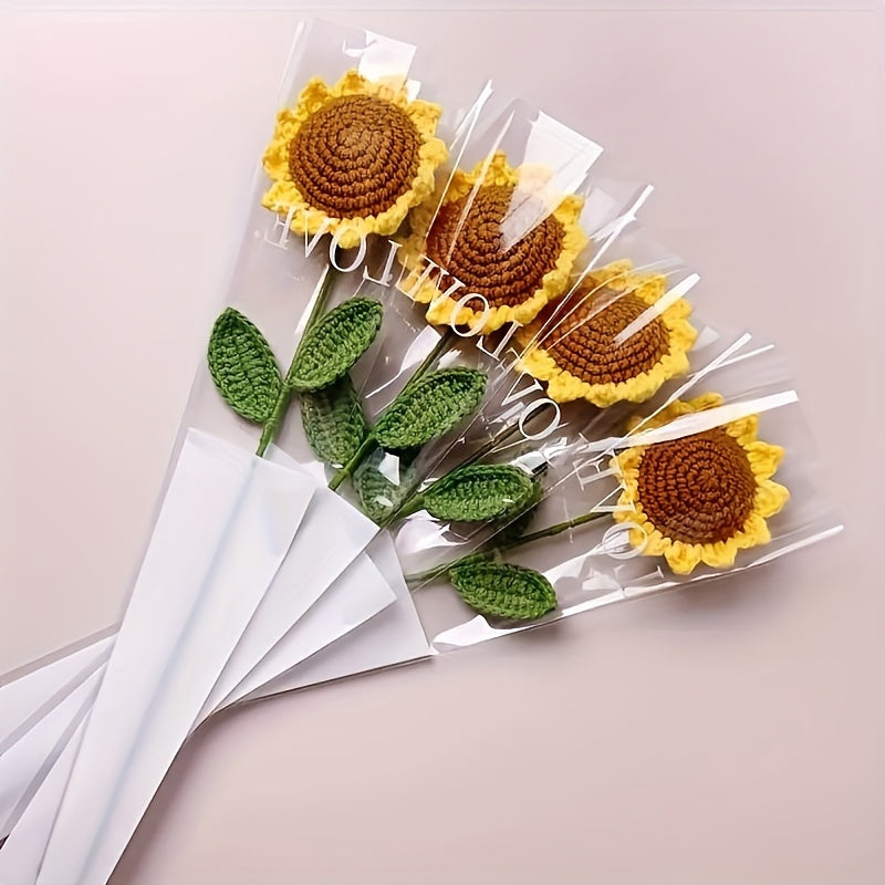 [Handmade Crochet Bouquet] Handmade 1pc Crochet Sunflower Bouquet | Textile Yarn Knitted Flowers, Art and Crafts, Ideal for Graduation, Home Decor, and Festive Arrangements, Christmas Present, Yarn, Available In 1/3pcs, Perfect for Room Decor