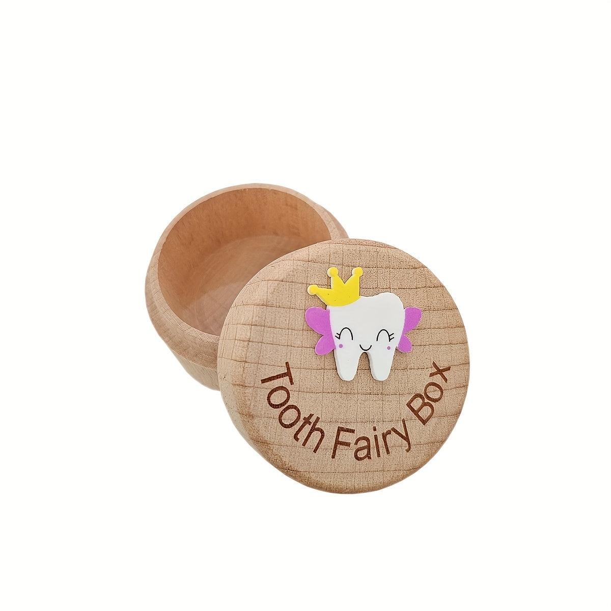 1pc Tooth Fairy Box, Cute Carved Wooden Box with 3D Tooth, Stores Lost Teeth, Souvenir Dropped Tooth Keepsake Storage Box Gift