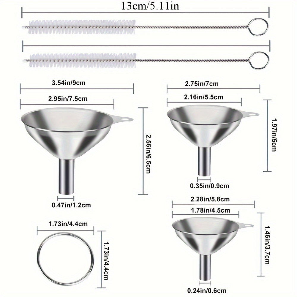 3/4/5pcs Stainless Steel Funnels Set Portable Funnel Mini Hopper Food Grade Metal Funnels for Filling Bottles Small Funnels for Essential Oil Spices Bottles Filler Mouth Funnel Mini Beer Liquid Oil Stainless Steel Funnel Kitchen Gadget Funnel Set