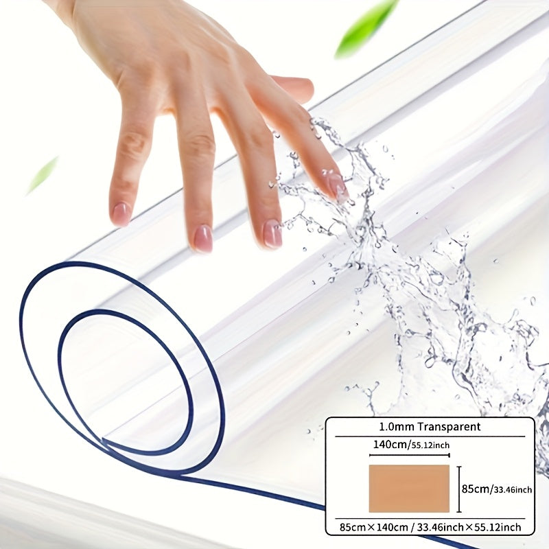 1pc Luxury Transparent Tablecloth - 1.0mm Thick PVC, Scratch & Heat Resistant, Protective Film for Dining & Coffee Tables - Ideal for Home, Office, Hotel Use - Elegant Square Design, Tablecloth