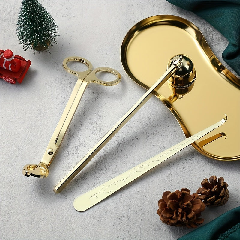 3/4pcs Small Aromatherapy Candle Tool Set, Candle Snuffer Tool Set, Stainless Steel Candle Scissors, Wick Trimmer, Candle Extinguisher Cover, Candle Wick Hook, Candle Accessories