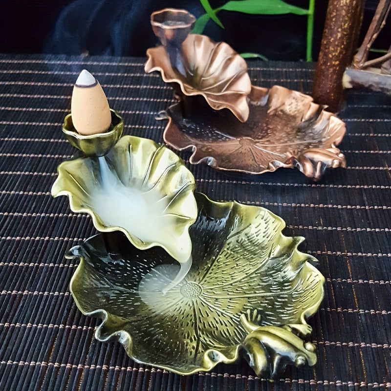 1pc Lotus Leaves Backflow Incense Holder, Waterfall Incense Burner for Spa, Yoga, Meditation, Gifts as Ornament Home Decoration