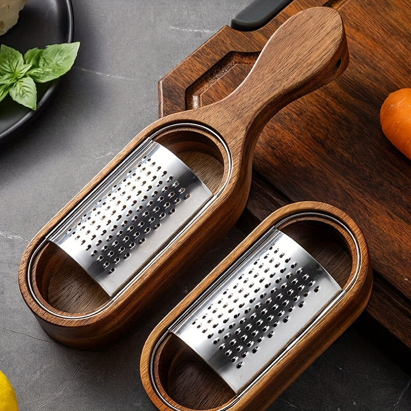 Premium Acacia Wood Handle Stainless Steel Cheese Grater