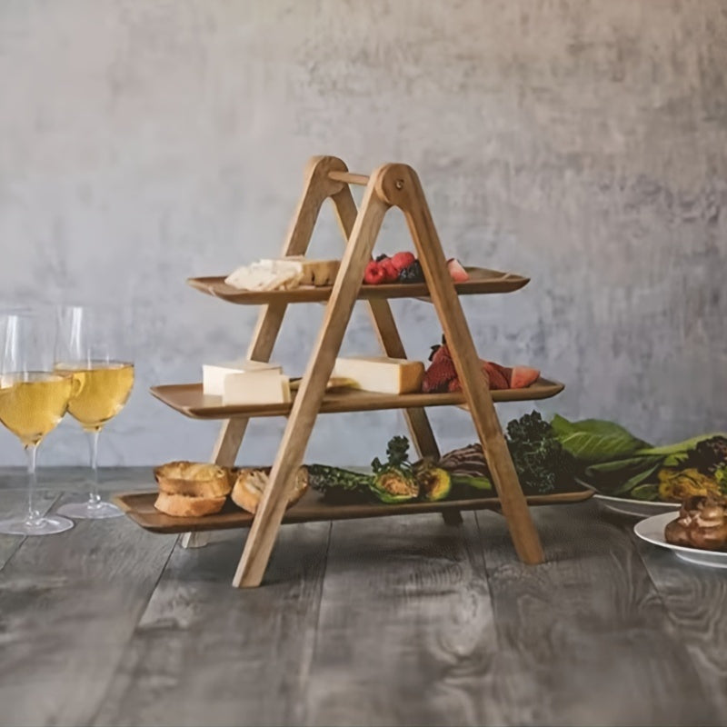 3-Tier Wooden Tray, Acacia Hardwood