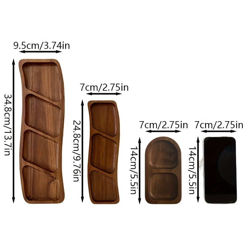 Versatile Wooden Snack Tray with 3/4 Compartments
