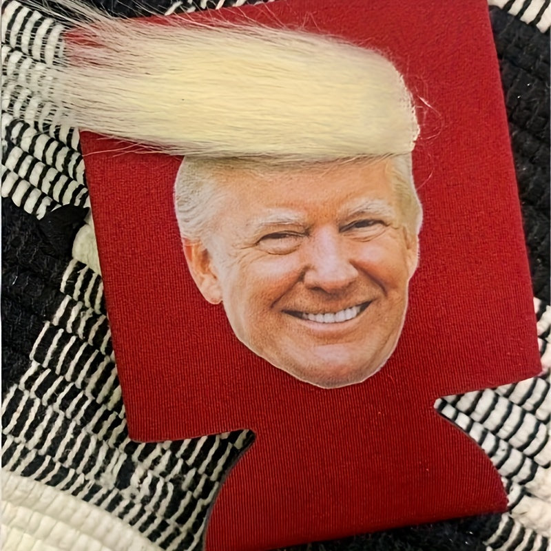1pc Trump-Themed Holiday Decor - Polyester Can & Cup Cover for Halloween, Christmas & More - No Power Needed