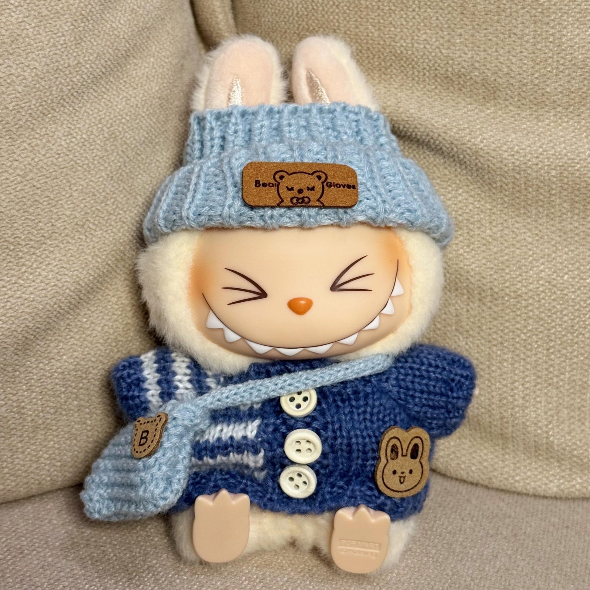 1/4pcs, Labubu fashionable clothing set for dolls (doll not included), handmade 3pcs knit outfit with cute dress, bag, and hat, DIY stylish accessory gift for daughters' birthdays or anniversaries