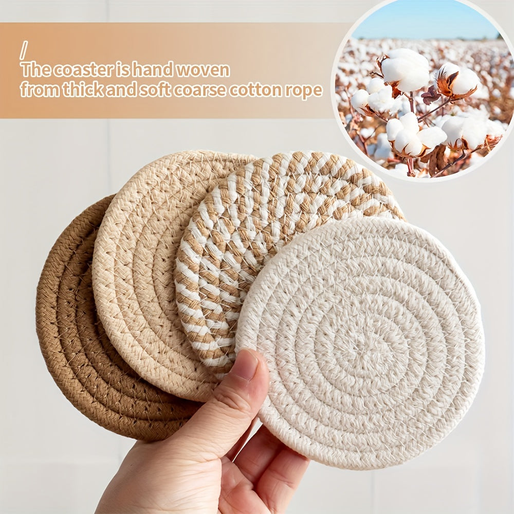 8pcs Absorbent Coasters Set, Minimalist Drink Mats for Coffee Table Home Decor, Bar Housewarming Gift, Brown Series, Polyester Blend 100%, Non-woven Fabric Lining