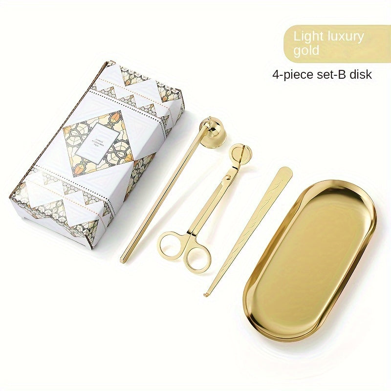 3/4pcs Small Aromatherapy Candle Tool Set, Candle Snuffer Tool Set, Stainless Steel Candle Scissors, Wick Trimmer, Candle Extinguisher Cover, Candle Wick Hook, Candle Accessories