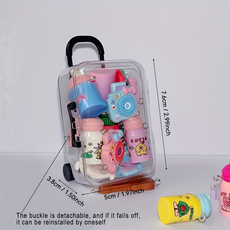 2pcs/4pcs BUBU Accessories. Mini Travel Suitcase Dollhouse Miniature Model Scene Props, OB11 Scene Decorations, Bubu Small Accessories Keychain Pendant Doll Ornament DIY Decoration Bottle Thermos Camera Bag Mini Figure Hanging Gifts for Festivals