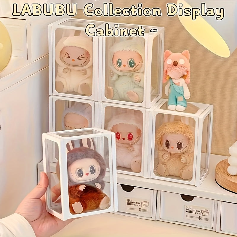 LABUBU Doll Display Stand | Stackable Organizer | Dual Mode Standing/Sitting Display Case, Suitable for Labubu Figures | Acrylic Cabinet Protects Your Collection | Popular Art Toy Gift for Collectors