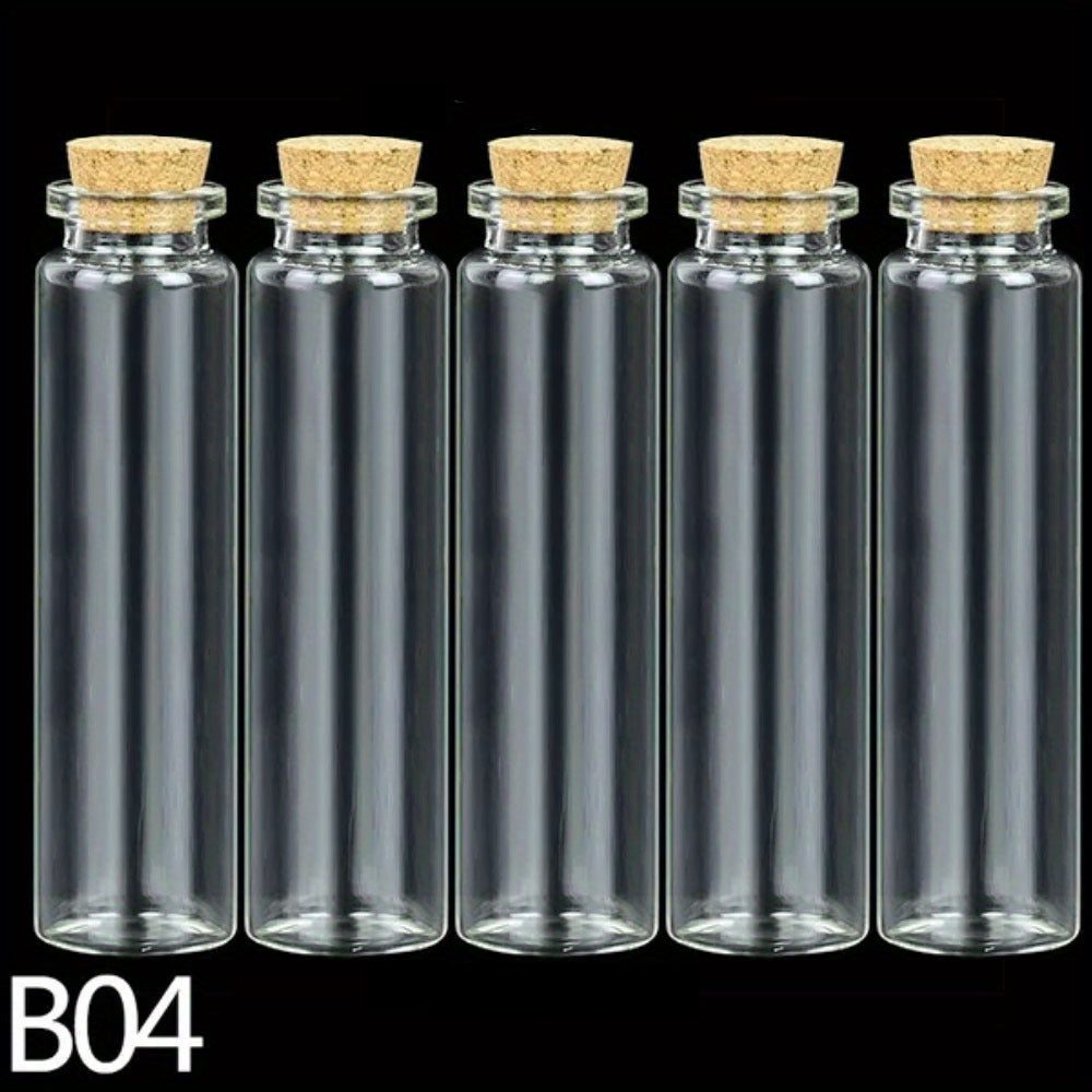 [Mini DIY Glass Cork Jar] 5Pcs Mini Glass Bottles With Cork Empty Christmas Wish Bottles For DIY Message Vials Jars Crafts Pendants Home Wedding Ornaments, Mini DIY Glass Bottle Delicate And Lovely Cork Drift Blessing Wishing Prayer Jar Vial, Mini Tiny Cl