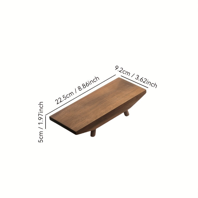 1pc Solid Camphor Wood 2-Tier Decorative Tray
