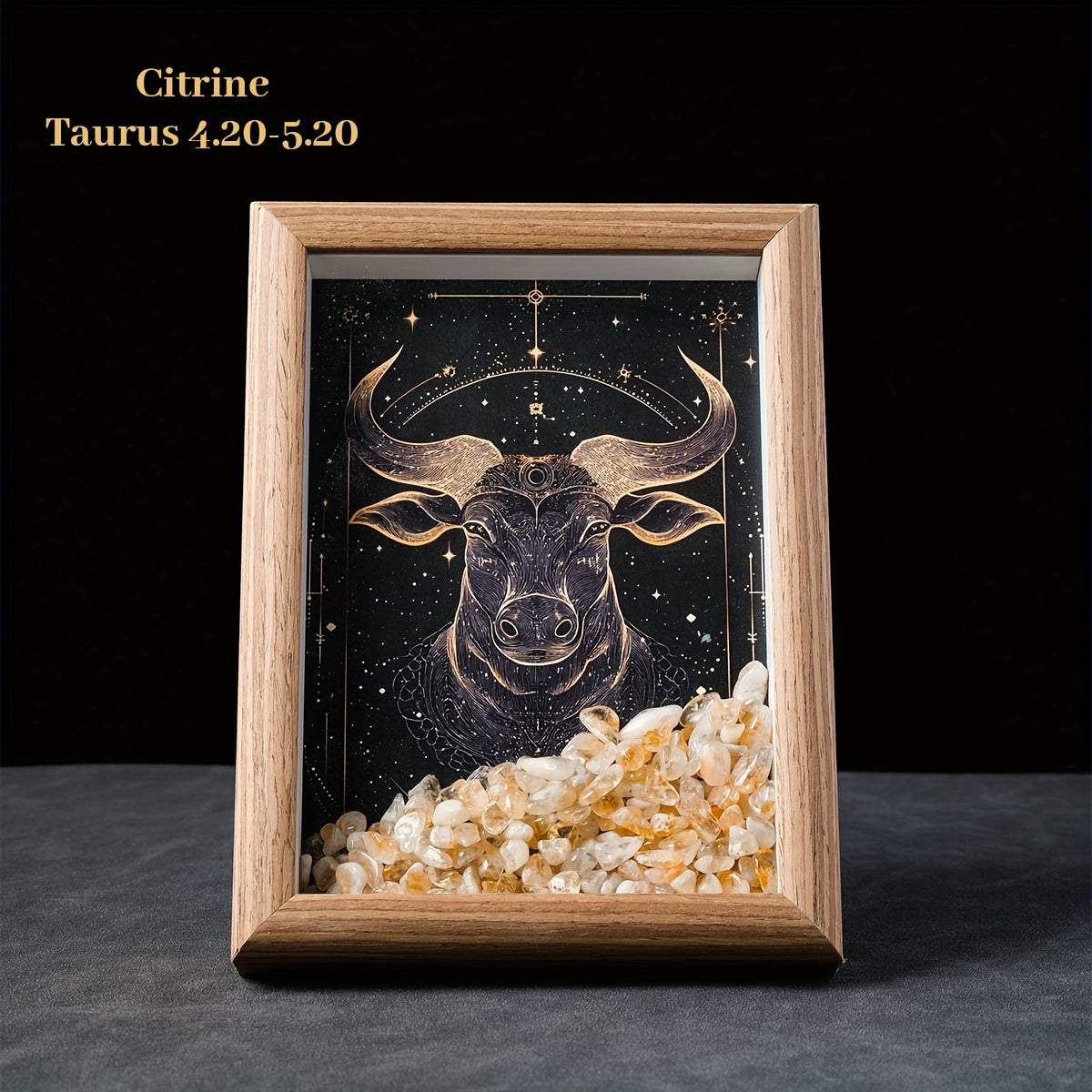 1pc Natural Crushed Stone Zodiac Signs Photo Frame Crystal Crafts for Home Decoration Home Desktop Decoration Housewarming Birthday Christmas Gift