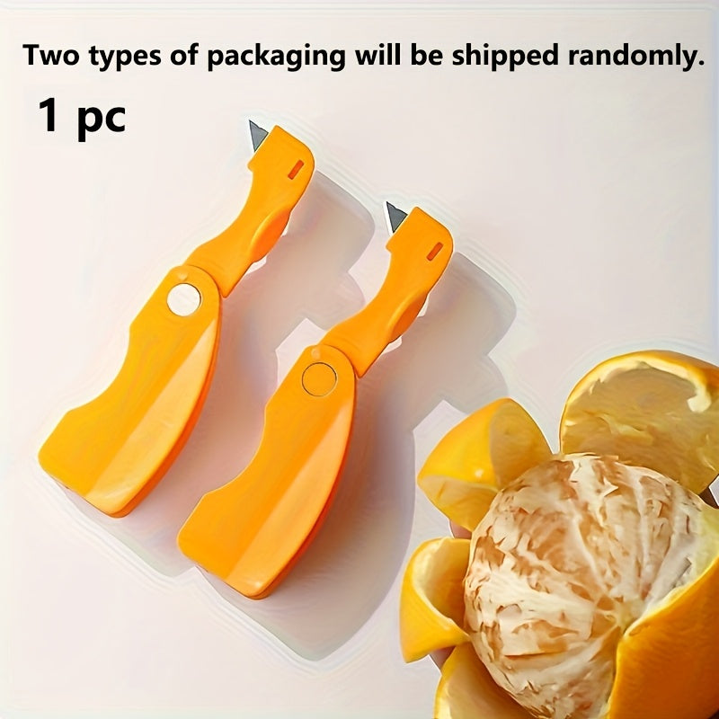 1/2pcs, Orange Peeler, Plastic Orange Peeler, Simple Lemon Peeler, Grapefruit Peeler, Creative Cutter, Orange Peeler Tool with Folding Handle, Fruit Peeler, Vegetable And Fruit Tools, Kitchen Gadgets, Peeler for Oranges